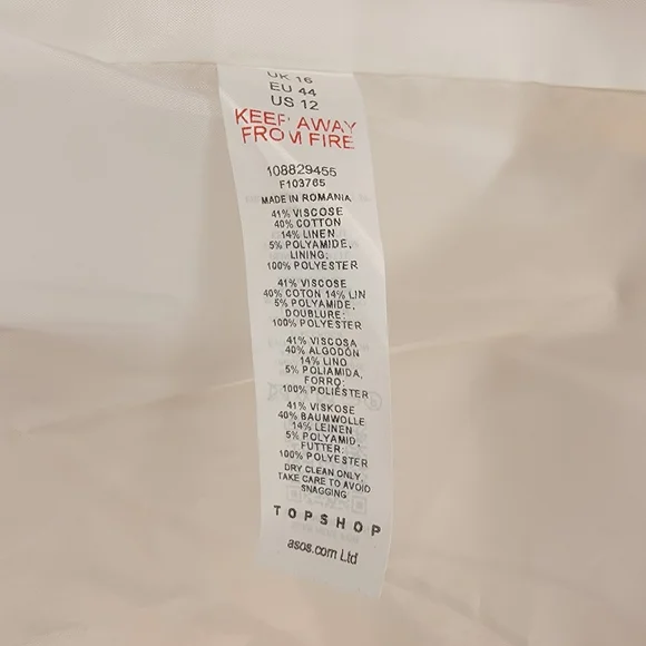 NWT Topshop Women's  Paisley Jacquard Blazer in Gold Size 12 - Picture 8 of 8